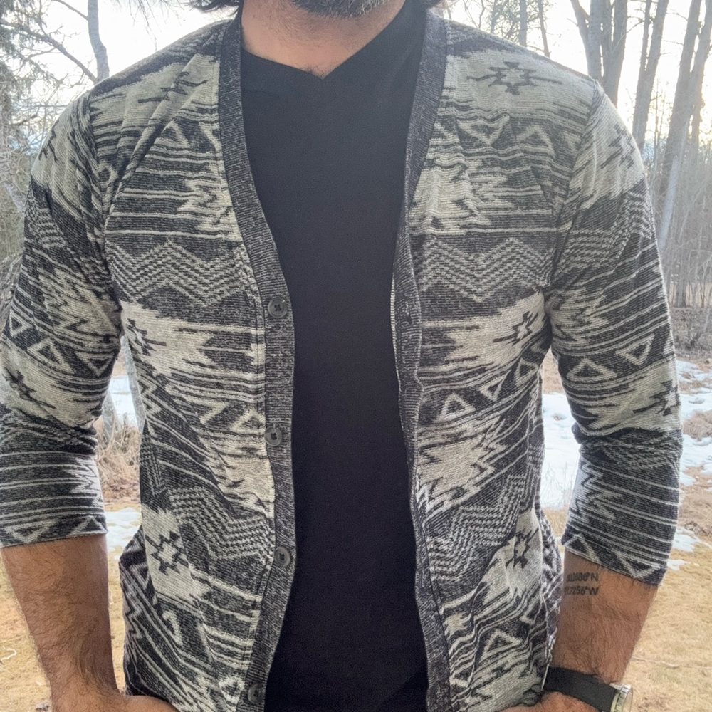 Men's Japanese Western Patterned Cardigan